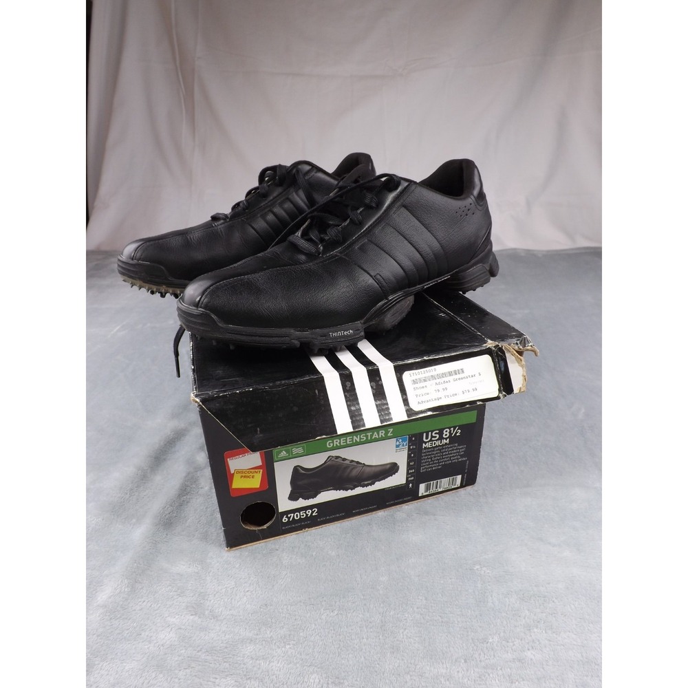 Adidas Greenstar Z Golf Shoes Men's Size 8.5M Black Fit Foam Insoles With Box‎